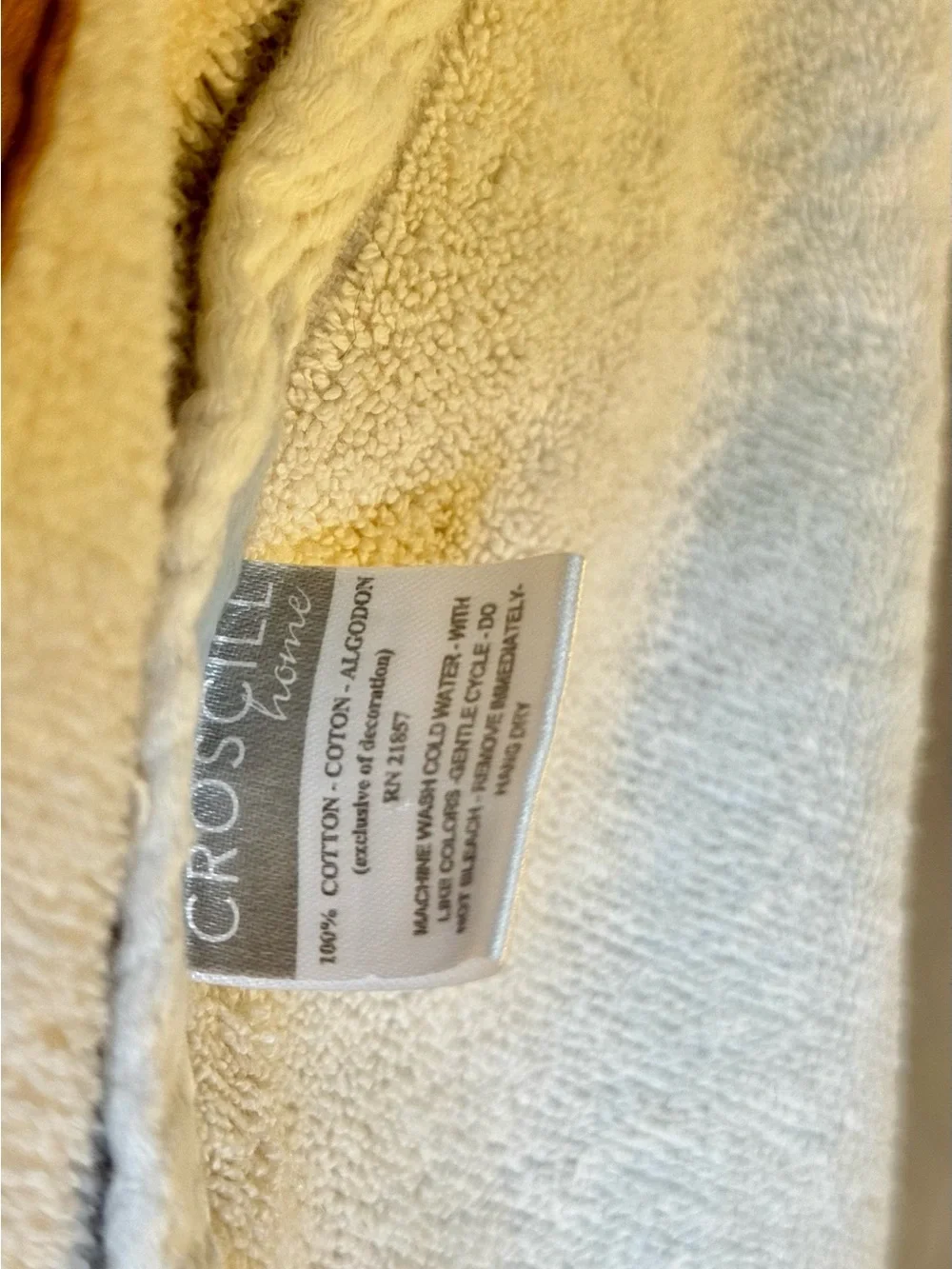 CROSCILL Set of 2 Cotton Towels Cream & Bronze Gold Brown Decorative Hand Towel